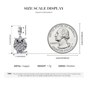 Pendentif Charme Hibou Mignon en Alliage de Cuivre, Bijou Thème Animal, Pendentif Unisexe Tendance, Taille 2,2 cm - Product Image 4