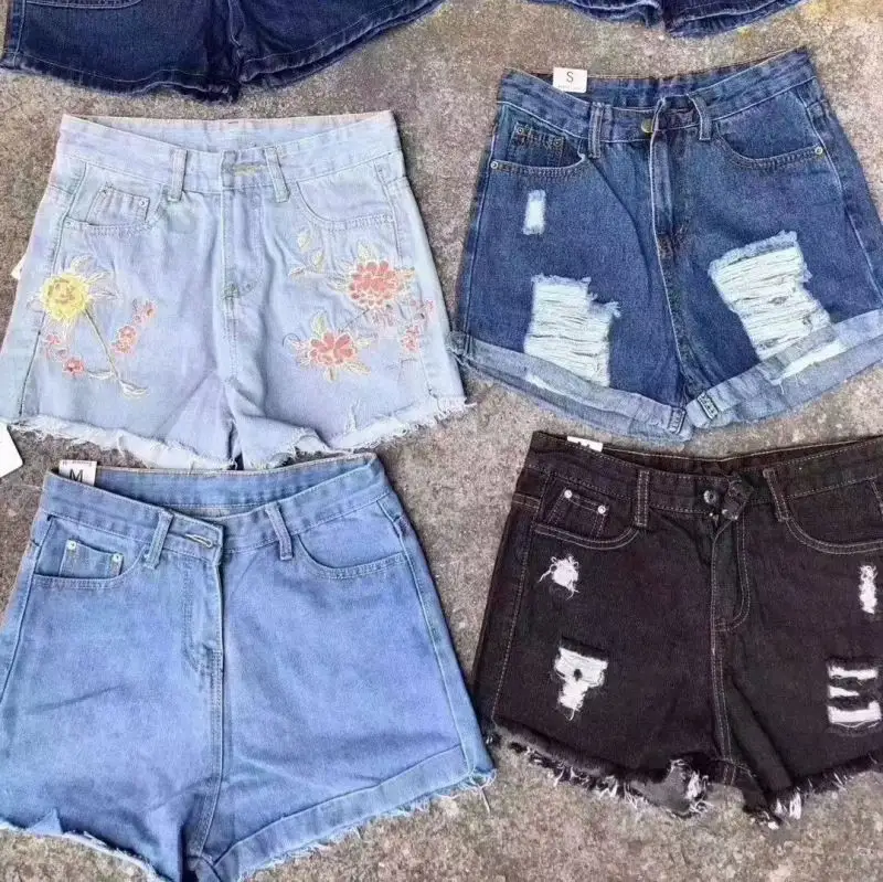 Nouveau 2021 nouveaux articles en stock magasin de gros assortis en vrac mix vêtements jeans pantalons courts pour femmes