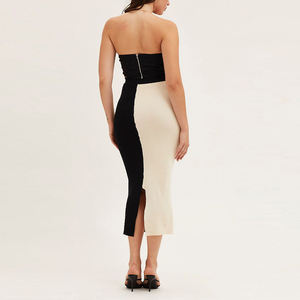 <span class=keywords><strong>Gonna</strong></span> di colore Patchwork personalizzato da donna in bianco e nero moda due colori gonne lunghe da donna - Product Image 4