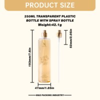 Échantillon et bouteille transparente en plastique de 250ml de forme ronde de style luxueux avec pulvérisateur doré pour cosmétiques
