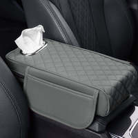 Housse de console centrale de voiture Housse d'accoudoir en cuir respirant en mousse à mémoire de forme Coussin de boîte d'accoudoir avec étui à serviettes en tissu