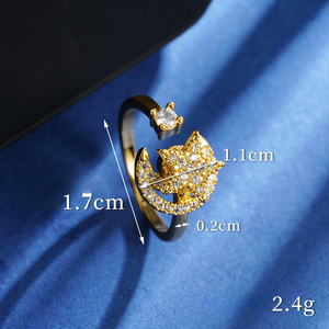 Nouvel ensemble <span class=keywords><strong>de</strong></span> colliers en cuivre plaqué or avec étoile croissante incrustée <span class=keywords><strong>de</strong></span> diamants, style luxe léger, pour accessoires féminins - Product Image 6