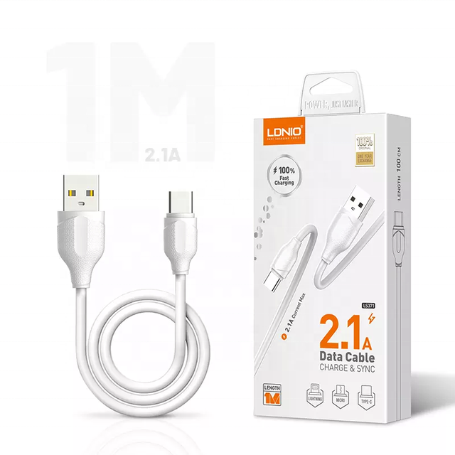 LDNIO LS371 USB 2.0 Wholesale Price USB Micro Type-C PD Cable 1 Meter Charging Data Transfer USB Charger 2.1A Data Cable
