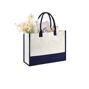 Sac fourre-tout en toile bicolore, sac à main en coton durable et réutilisable pour le travail, le bureau et les trajets quotidiens - Product Image 2