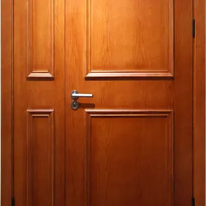 أبواب خشبية مصمتة مزدوجة أمامية خارجية للمنازل بجودة عالية وأصلية من المصنع