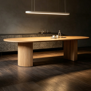 Ensemble table et chaises de salle à manger ovale <span class=keywords><strong>Ellington</strong></span> de style nordique, en bois naturel, avec piétement, 4 ou 6 places, moderne, personnalisable - Product Image 4