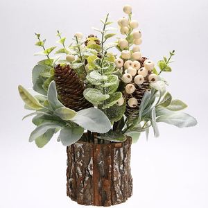 35Cm Bureau Mini Décorations De Noël Simulation Tonneau En Bois Arbre Fleur Ameublement Quotidien - Product Image 1
