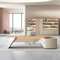 Bureau de direction moderne de luxe en MDF pliable en forme de L avec rangement, mobilier de bureau élégant