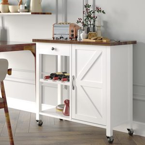 Gabinetes de cocina de madera de gran capacidad, sencillos y de alto valor para uso doméstico; gabinetes multifuncionales y móviles con ruedas. - Product Image 3
