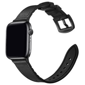 Correa de Reloj de Cuero y Silicona de Lujo al por Mayor con Hebilla de Acero Inoxidable, Correa de Repuesto de Cuero para Apple Watch 10/9/8/SE 46mm 49mm - Product Image 1