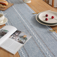 Chemin de table rustique en lin style européen, motif géométrique brodé, personnalisable, tricoté, long, pour décorations de salle à manger