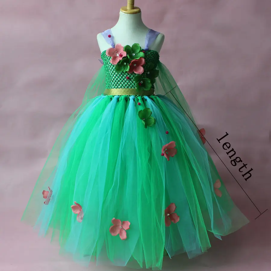 Yeni tasarım yeşil elsa prenses Tutu elbise Cosplay performans çocuklar için parti