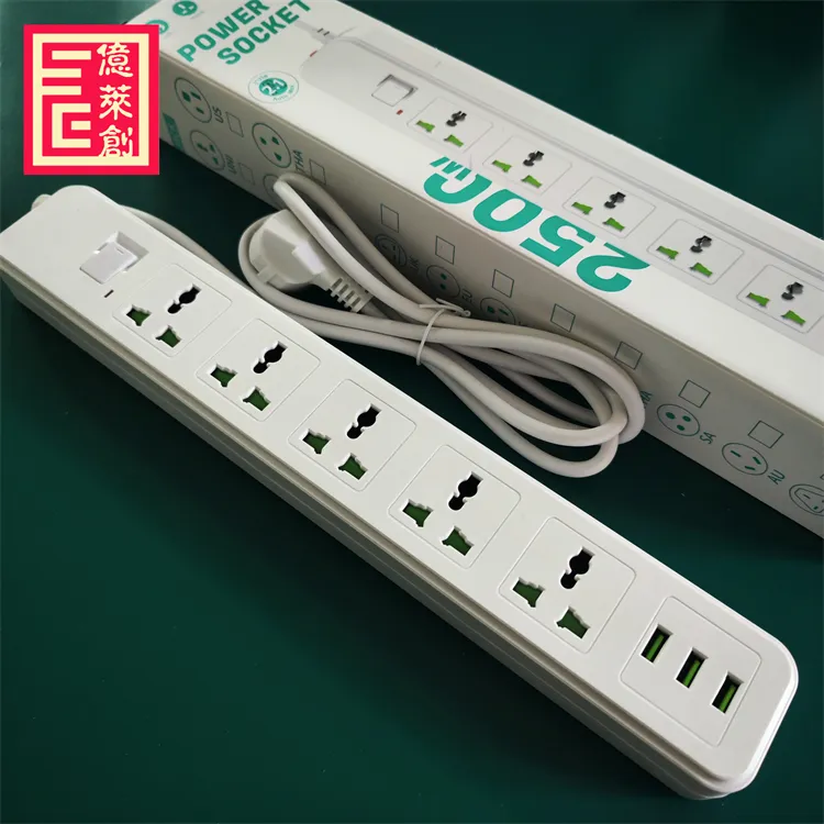 US EU UK 5 ways outlets 3 USB port 2500W Power Multi Function Power Strip Electrical Supplies Socket