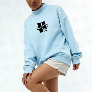 Sweat-shirts surdimensionnés pour femmes très demandés, broderie personnalisée de haute qualité, sweat-shirt en molleton doux 330GSM à col montant - Product Image 2