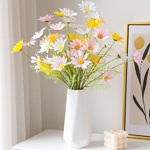 Fleurs artificielles en soie Kch, marguerites blanches, jaunes et roses, arrangement floral pour la maison et les décorations de mariage - Product Image 1