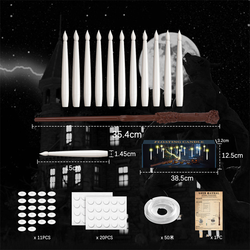 Warm White 10 candles+1 magic wand