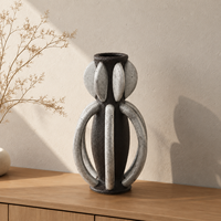 Vase décoratif en céramique noire, vase sculptural abstrait en forme de boucle pour la décoration intérieure d'hôtel, de villa ou de salon