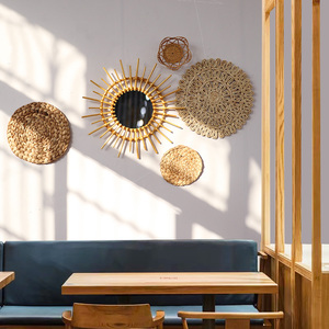 Style nordique indonésien tissé <span class=keywords><strong>rotin</strong></span> décoration bohème maison décoration murale Wabi Sabi Style tenture murale décoration <span class=keywords><strong>miroir</strong></span> - Product Image 2