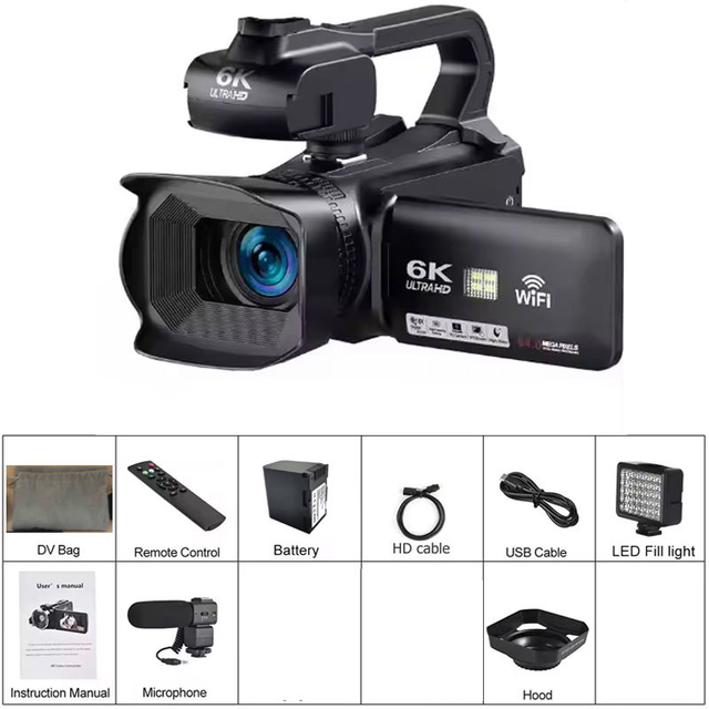6K High Resolution Vision Angle Video Camera Camcorder IR Night Vision Touchscreen Remote Control Video Camera
