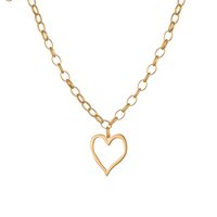 Collier KITI Cœur Contourné Moderne en Métal Mixte, Acier Inoxydable Bicolore, Effet Superposé, Bijou Tendance Romantique