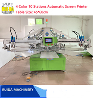 Máquina de Serigrafía Automática de 4 Colores y 10 Estaciones, Impresora de Serigrafía para Camisetas, Prensa Plana para Prendas