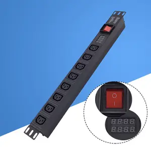 Unidad de distribución de energía con pantalla LED, montaje en estante pdu 1U 1.5U IEC C13, 8 vías