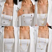 Collier chaîne en os de serpent en acier inoxydable et or 18K breloque perle ronde avec perle géométrique pour bijoux d'anniversaire