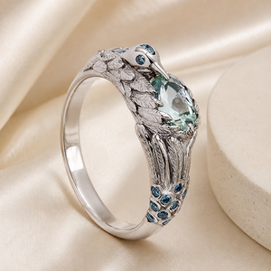 Anello Creativo con Colibrì e Zirconi Blu Micro Pavé per Donne, Regalo di Compleanno, Gioielli alla Moda - Product Image 3