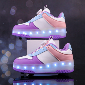 Pattini a Rotelle da <span class=keywords><strong>Bambina</strong></span> con 4 Ruote e Tomaia in Pelle per Attività <span class=keywords><strong>Sportive</strong></span> all'Aperto <span class=keywords><strong>Scarpe</strong></span> per Bambini alla Moda - Product Image 5