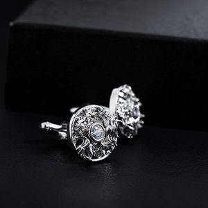 Gemelli rotondi con zircone in acciaio inossidabile creativi per gemelli da uomo e da donna - Product Image 4