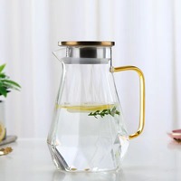 Carafe en verre coloré résistant à la chaleur avec couvercle en acier inoxydable, vente en gros