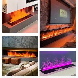 Chimenea Eléctrica Empotrable 3D con Vapor de Agua, Llama LED Realista, Control Remoto, Velocidad y Color Ajustables - Product Image 3