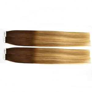 Extensions de cheveux invisibles à bandes adhésives, double épaisseur, Remy européens, cuticules alignées, 100% humains, style Yaki lisse, couleur personnalisée - Product Image 1