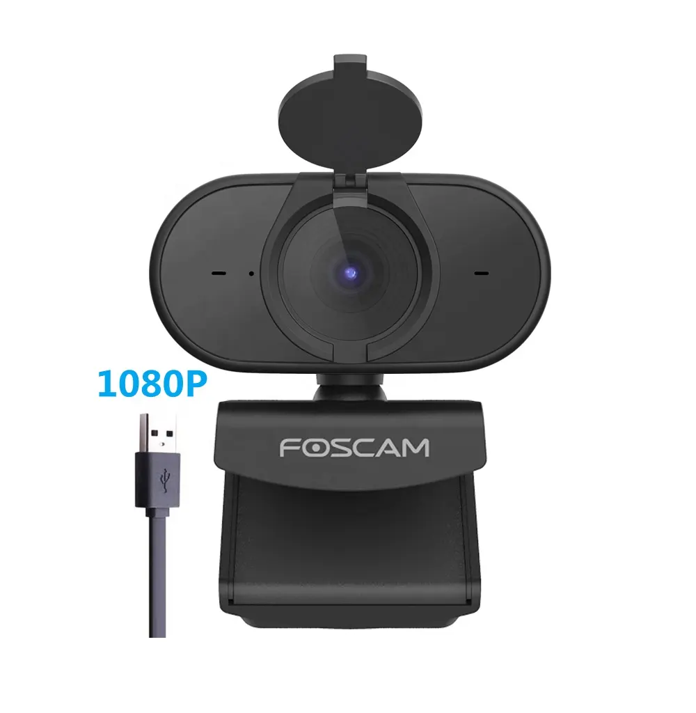 Foscam 2mp 360 drgee webcam usb plug & play, 1080p cámara con doble micrófono