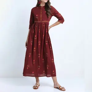 high end elegant ladies casual boho long maxi floral embroidery linen dresses latest fashion clothes for women trending