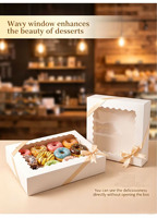 Boîte à Donuts Rectangulaire en Carton Blanc Réutilisable Grande Taille 35*25*6 cm pour Vente en Gros, à Emporter, avec Estampage