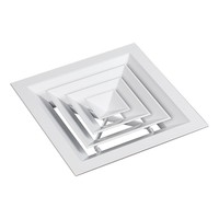 Diffuseur carré avec vanne de régulation et grille d'aération