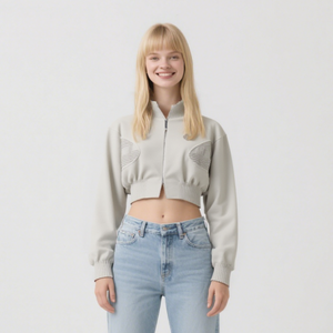 Felpa con Zip Intera Personalizzata per Fitness, Top Corto con Cappuccio per Donna, Giacca Attiva Aderente e Morbida per Allenamento - Product Image 3