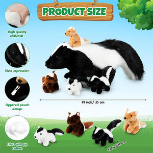 Juego de 5 Peluches de Mapache V400 de Alta Calidad, Personalizados, de 14 Pulgadas, Mapache Mamá con 4 Cachorros en su Vientre con Cierre - Product Image 2