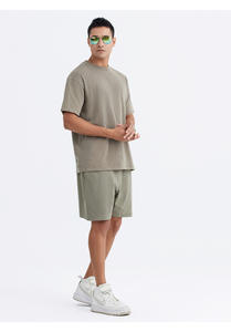 T-shirt surdimensionné en coton pur à manches courtes, couleur unie, 280 g, rétro, lavé et vieilli, avec logo personnalisé imprimé et brodé pour hommes - Product Image 3