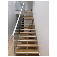 Maison Métal Bois Verre trempé Garde-corps Escalier Mono Stringer Escalier pour Loft Duplex