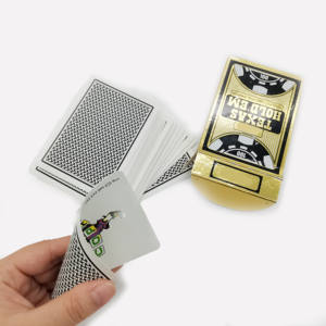 Arabia Saudita Kuwait <span class=keywords><strong>Qatar</strong></span> europeo impermeable negro logotipo personalizado tarjetas póquer naipes póquer 100% plástico EE. UU. cartón CMYK - Product Image 2