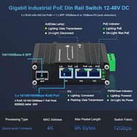 Mini Switch PoE Industrial de 3 Puertos Gigabit, Amplificador de Voltaje de CC12V-48V a CC48V, RJ45 Reforzado, Compatible con Cámaras IP y Teléfonos VOIP
