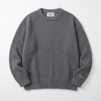 Maßgefertigter Herren-Pullover Schwergewichtiger Gerippter Strick-Rundhalspullover Übergroßer Streetwear Locker Sitzender Winter-Warmer Strickpullover ODM