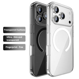 حافظات هواتف مغناطيسية شفافة من لودتيك لآيفون 17 إير، غطاء هاتف صلب مقاوم للصدمات من البولي كربونات، غلاف واقي بسيط Sjk1097 بالجملة OEM/ODM/علامة خاصة - Product Image 1