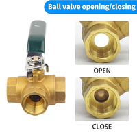Válvula de Bola Manual de 3 Vías YOD OEM con Rosca NPT de 1/2 pulgada, Puerto en L, de Cobre y Latón, Accesorio de Tubería Industrial Hembra, Desviador