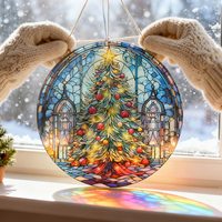 Adornos Navideños 2026, Atrapasoles de Vidrio Art Deco con Diseño de Aves, 16 cm, Redondos, Color Personalizado, Decoración de Vidrio Divertida, Regalos