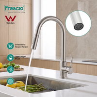 Frascio Luxury Hotel Robinet d'eau de cuisine filtré en chrome à une poignée Robinet d'évier de cuisine extractible à 360 degrés
