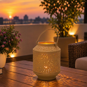 Lanterne à bougie suspendue fantaisie avec poignée en métal, porte-bougie coupe-vent, porte-bougie pilier, vente chaude, meilleur porte-bougie chauffe-plat - Product Image 1