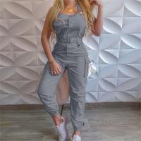 TF8H233 Combinaison Cargo Moulante d'Été en Gros, Combinaison Une Pièce Tendance à Multiples Poches pour Femme, Combinaison Courte Grande Taille
